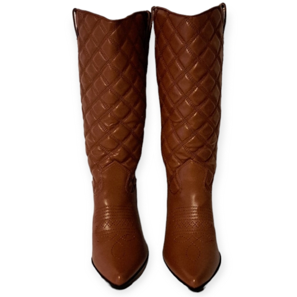 Quilted Western Boots Brown Size 8.5 - Picture 7 of 8